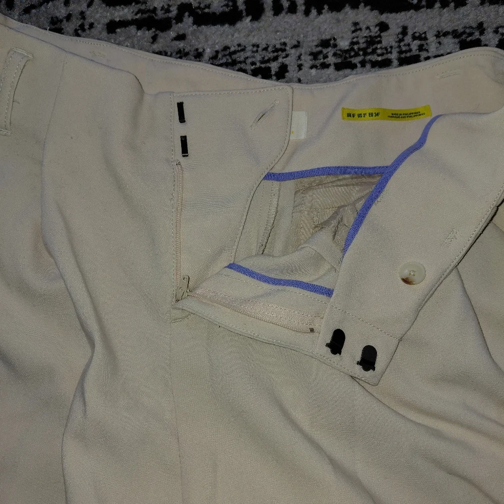Maeve Anthropologie The Avery Pleated Wide Leg Crop Pants Cream 2 - Picture 13 of 16